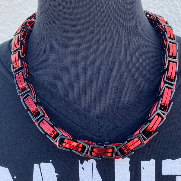 Sanity Jewelry Necklace Necklace - Black & Red Stainless - Daytona Beach Road King 3/4 inch wide