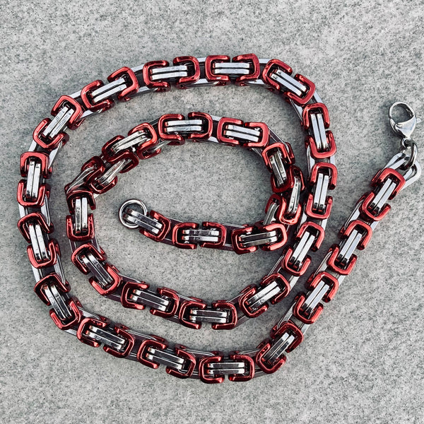 Sanity Jewelry Necklace Necklace - Red & Silver - Daytona Beach Deluxe - 1/4 inch wide