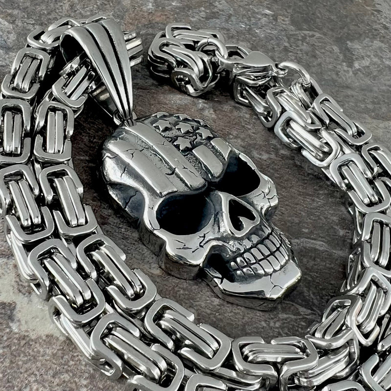 Mens stainless steel skull 2025 necklace