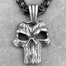 "Sanity's Combo" - Ancient Punisher (711) & Daytona Beach Chain 1/4 inch wide Necklace Biker Jewelry Skull Jewelry Sanity Jewelry Stainless Steel jewelry