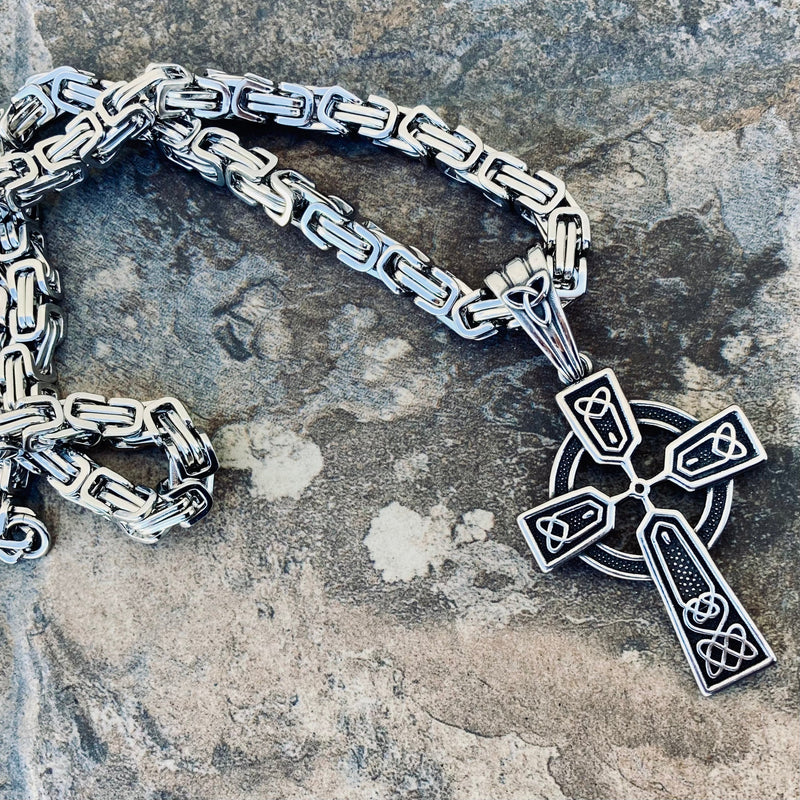 Sanity Jewelry Necklace "Sanity's Combo" - Celtic High Cross (806) & Daytona Beach Chain 1/4