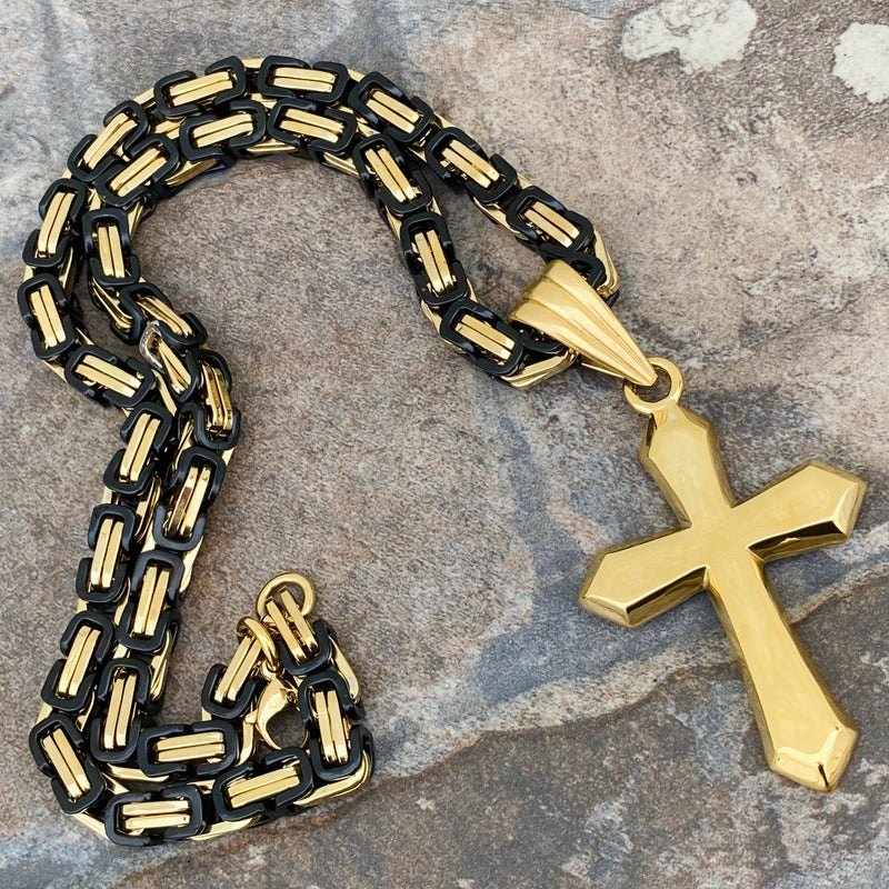 Sanity Jewelry Necklace "Sanity's Combo" - Cross - Gold Shiny Cross Pendant & Necklace (786)