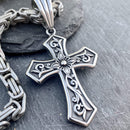 "Sanity's Combo" - Cross - Knights Cross (692) with Daytona Beach Chain  1/4 inch wide Necklace Biker Jewelry Skull Jewelry Sanity Jewelry Stainless Steel jewelry