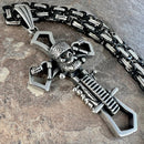 Sanity Jewelry Necklace "Sanity's Combo" - Cross - Old School Biker Pendant & Necklace (703)