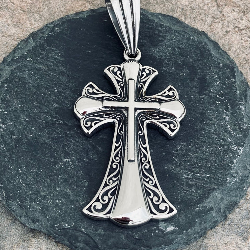 Sanity Jewelry Necklace "Sanity's Combo" - Crusaders Cross (691) & Daytona Beach Chain 1/4 inch wide