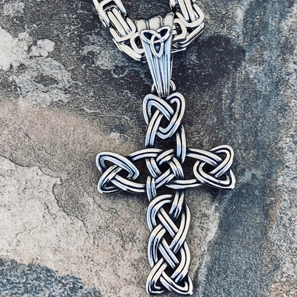 Sanity Jewelry Necklace "Sanity's Combo" - Large Celtic Cross (804) & Daytona Beach Chain 1/4 inch wide