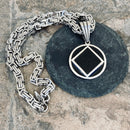 Sanity Jewelry Necklace "Sanity's Combo" - Narcotics Anonymous (778) & Daytona Beach Chain 1/4 inch wide