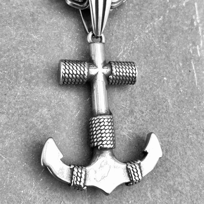 "Sanity's Combo" - Old School Anchor Pendant (469) & Daytona Beach Chain 1/4 inch wide Necklace Biker Jewelry Skull Jewelry Sanity Jewelry Stainless Steel jewelry