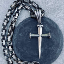 "Sanity's Combo" -Sanity's Spike Cross - Stainless Steel (730) & Daytona Beach Chain 1/4 inch wide Necklace Biker Jewelry Skull Jewelry Sanity Jewelry Stainless Steel jewelry