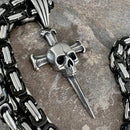 Sanity Jewelry Necklace "Sanity's Combo" - Sanity's Spike Cross With Skull Pendant & Necklace (733)