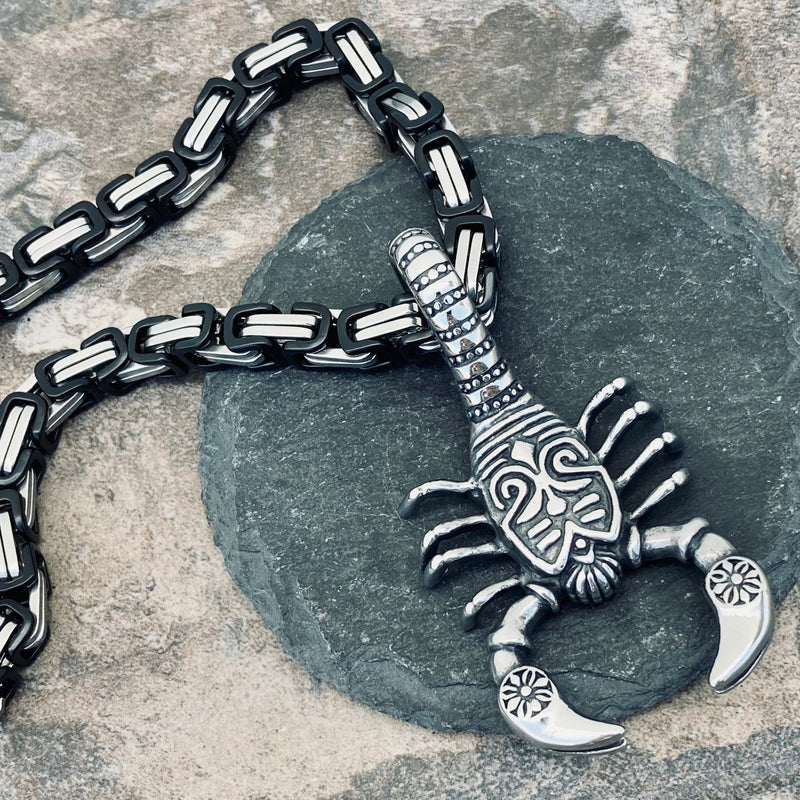 Sanity Jewelry Necklace "Sanity's Combo" - Scorpion Stainless Steel (785) & Daytona Beach Chain 1/4 inch wide