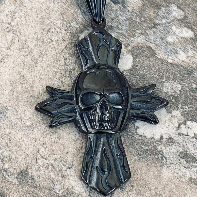 Sanity Jewelry Necklace "Sanity's Combo" - Skull Cross - Silver Pendant & Necklace (808)