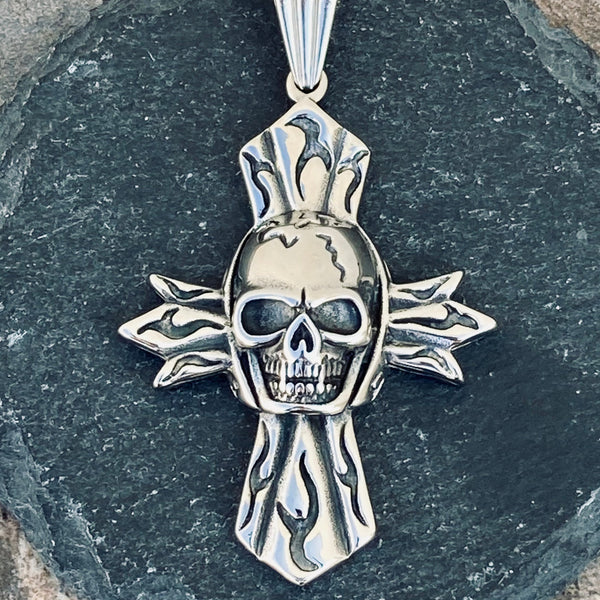 Sanity Jewelry Necklace "Sanity's Combo" - Skull Cross - Silver Pendant & Necklace (809)