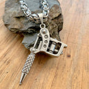 "Sanity's Combo" - Tattoo Artist (457) & Daytona Beach Chain 1/4 inch wide Necklace Biker Jewelry Skull Jewelry Sanity Jewelry Stainless Steel jewelry