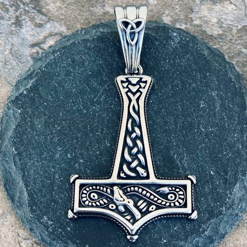 Sanity Jewelry Necklace "Sanity's Combo" - Thor's Hammer (805) & Daytona Beach Chain 1/4 inch wide