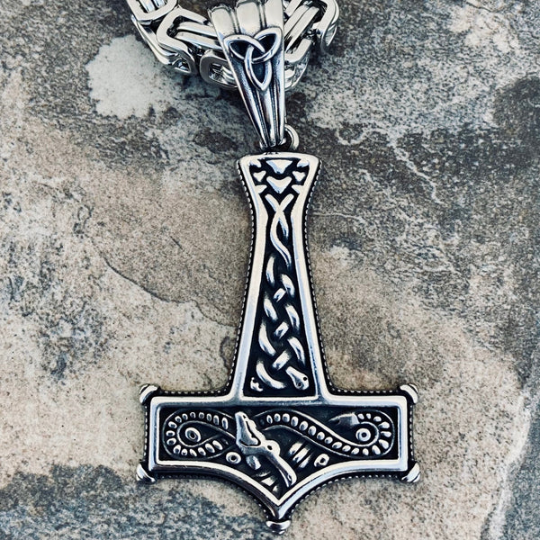 Ladies Mjolnir Necklace Solid Sterling Silver Thors Hammer in Solid St –  Moon Raven Designs