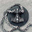 "Sanity's Combo" - Thor's Skull Hammer Lg (727) & Daytona Beach Chain 1/4 inch wide Necklace Biker Jewelry Skull Jewelry Sanity Jewelry Stainless Steel jewelry