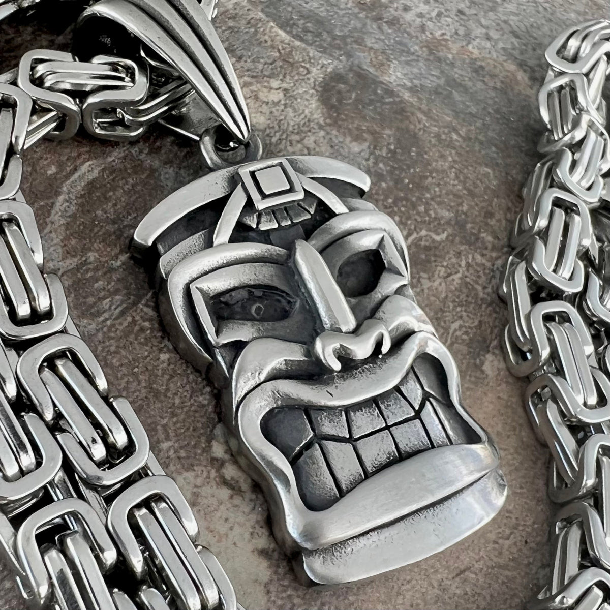 Tiki Man Skull Pendant - Necklace (702)