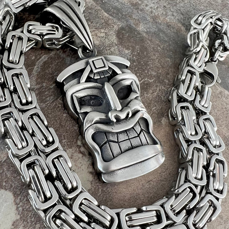 Tiki Man Skull Pendant Necklace