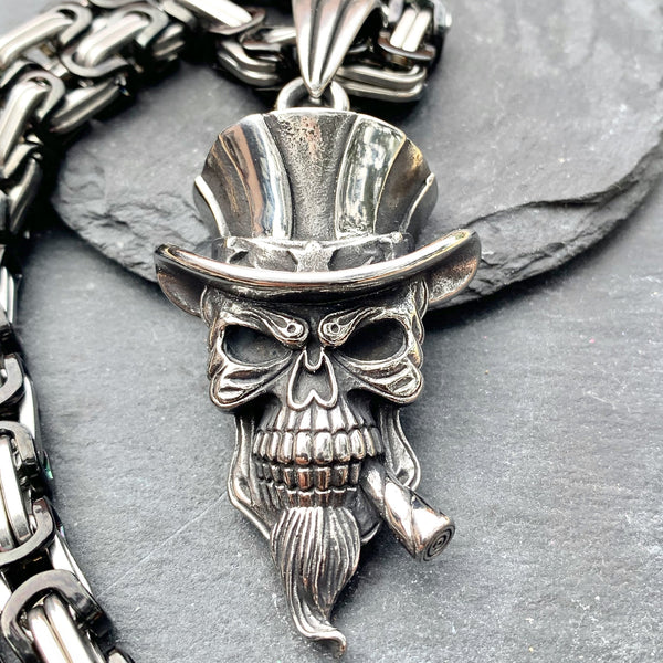 "Sanity's Combo" - Uncle Sam Pendant (228) & Daytona Beach Chain 1/4 inch wide Necklace Biker Jewelry Skull Jewelry Sanity Jewelry Stainless Steel jewelry