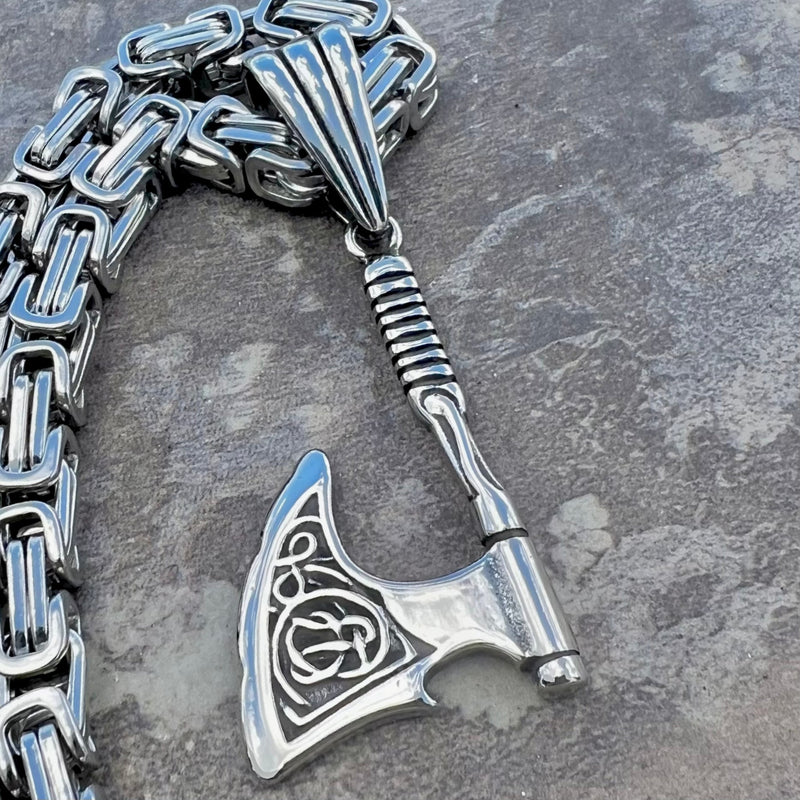 Viking Battle Axe Pendant Necklace (740)