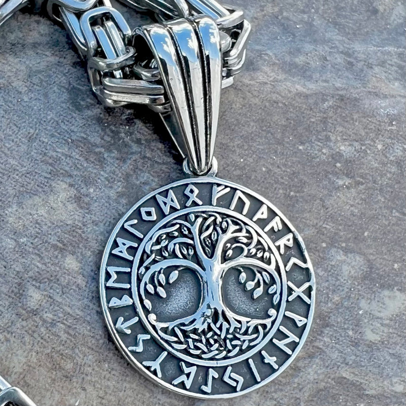 Sanity Jewelry Necklace "Sanity's Combo" - Viking - Tree of Life W/Runes - Yggdrasil Pendant & Necklace (792)