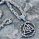 Sanity Jewelry Necklace "Sanity's Combo" - Viking - Valknut W/Small Dragon (791) & Daytona Beach Chain 1/4 inch wide