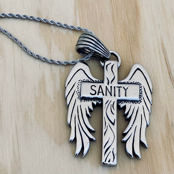 Sanity Jewelry Necklace Sanity Wing Cross - Pendant with Classic Rope Chain or Omega - SK2600