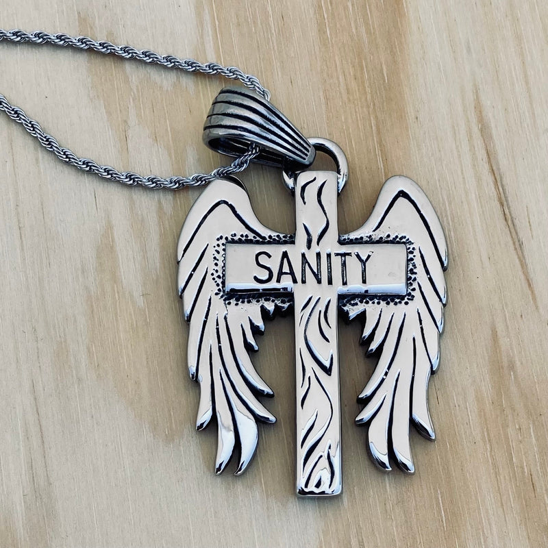 Sanity Jewelry Necklace Sanity Wing Cross - Pendant with Classic Rope Chain or Omega - SK2600