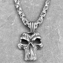 "Sanity's Combo" - Ancient Punisher (711) & Daytona Beach Chain 1/4 inch wide Necklace Biker Jewelry Skull Jewelry Sanity Jewelry Stainless Steel jewelry