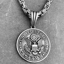 "Sanity's Combo" - US Army Pendant (712) & Daytona Beach Chain 1/4 inch wide Necklace Biker Jewelry Skull Jewelry Sanity Jewelry Stainless Steel jewelry