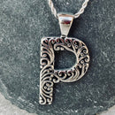 SANITY JEWELRY® P / 16" Stainless Steel Classic Chain Ladie's Letter Pendants