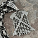 Sanity Jewelry Pendant 22” Silver "Sanity's Combo" - American Flag - Fire Fighter Pendant & Necklace (731)