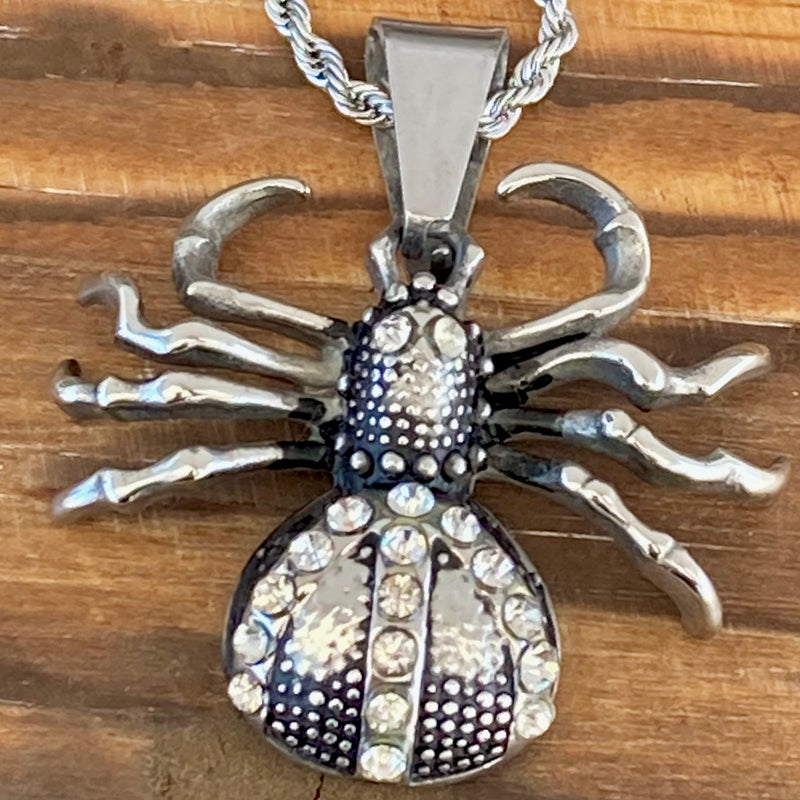 Sanity Jewelry Pendant Bling Spider Pendant & Rope Necklace or Omega - PEN720