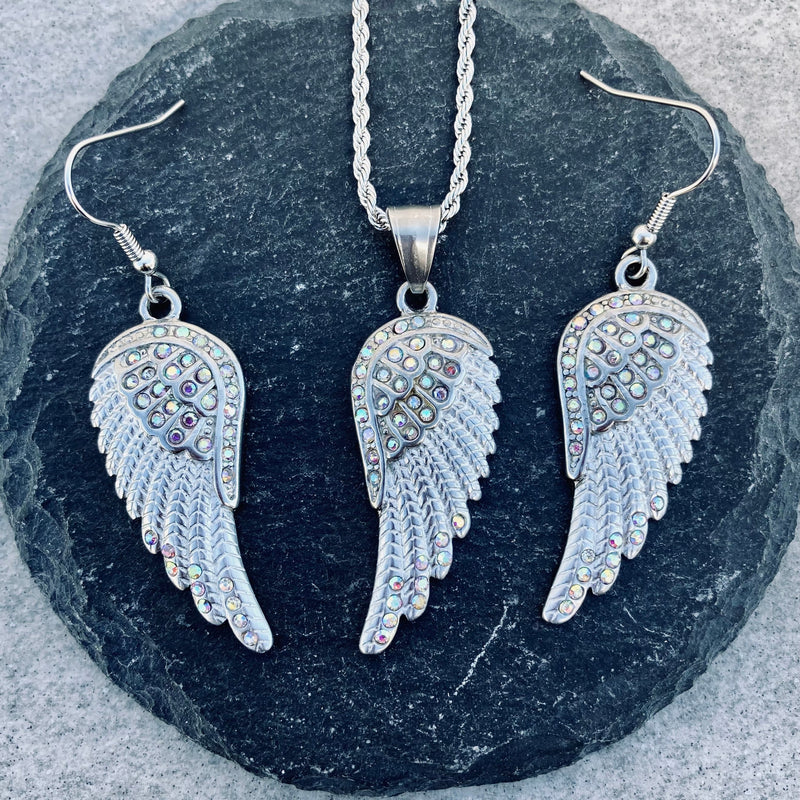 Sanity Jewelry Pendant "Crystal Angel Wings" - Pendant & Chain - Rainbow Stones - SK2254