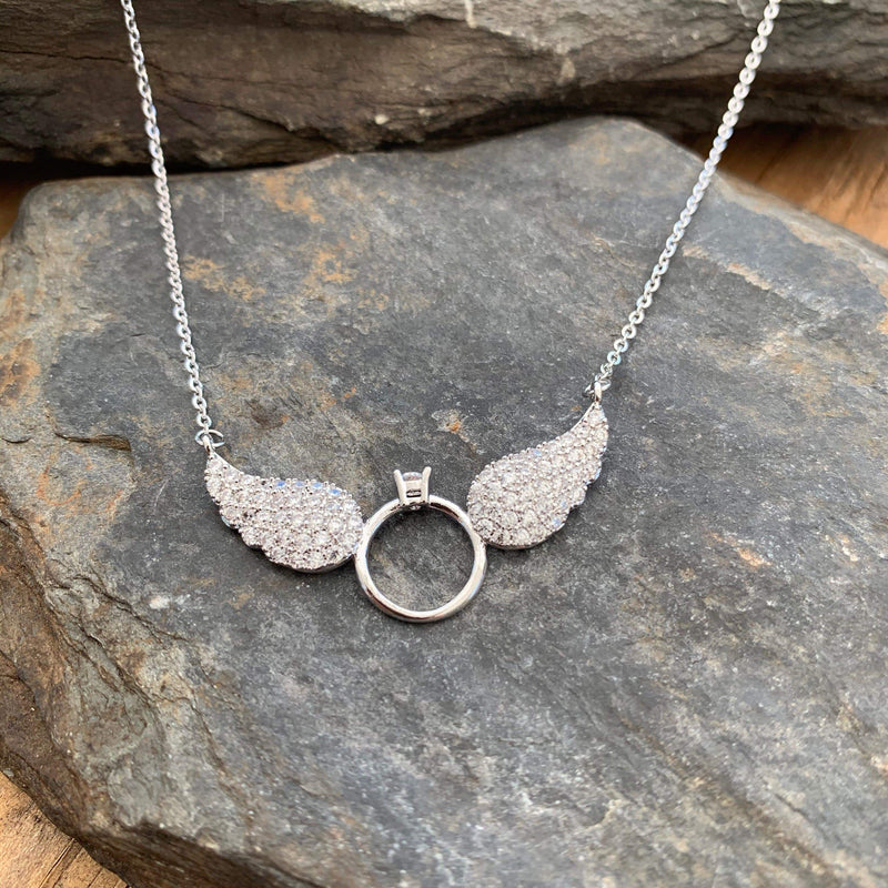 "Petite Angel Wings" - The Silver Wings - Necklace LAN031 Pendant Biker Jewelry Skull Jewelry Sanity Jewelry Stainless Steel jewelry