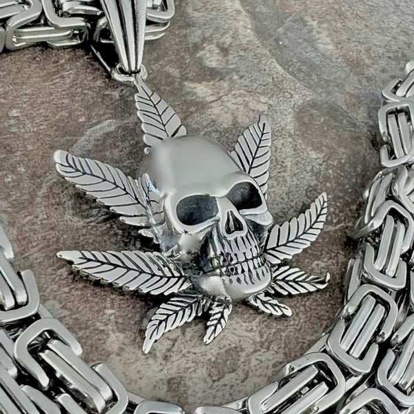 Sanity Jewelry Pendant "Sanity's Combo" - Skull and Pot Leaf Pendant & Necklace (719)
