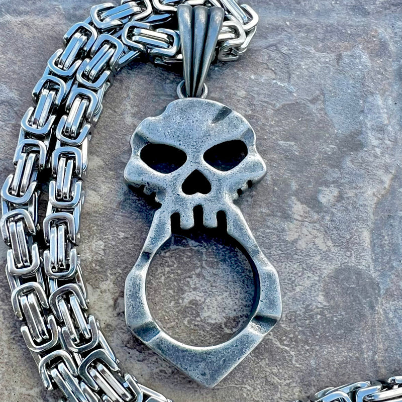 Sanity Jewelry Pendant "Sanity's Combo" - Skull Crusher Galvanized Pendant & Necklace (742)