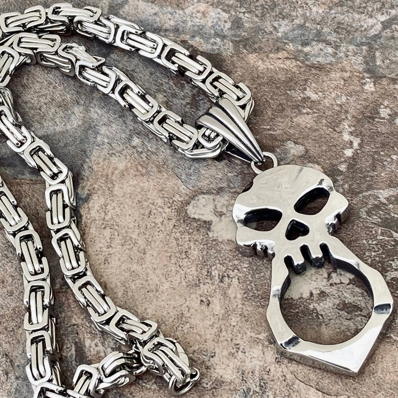 Sanity Jewelry Pendant "Sanity's Combo" - Skull Crusher Polished Pendant & Necklace (783)