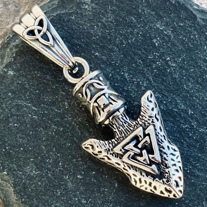 Sanity Jewelry Pendant "Sanity's Combo" - Viking - Arrow Head W/Valknut Compass Pendant & Necklace (PEN813)