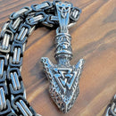 Sanity Jewelry Pendant "Sanity's Combo" - Viking - Arrow Head W/Valknut Pendant & Necklace (PEN813)