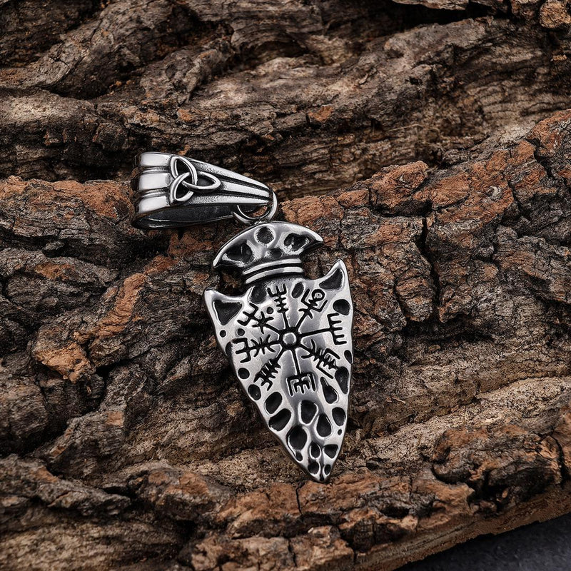 Sanity Jewelry Pendant "Sanity's Combo" - Viking - Arrow Head W/Viking Compass Pendant & Necklace (PEN810)