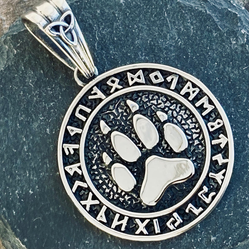Sanity Jewelry Pendant "Sanity's Combo" - Viking - Vikin Bear Paw Round Compass Pendant & Necklace (PEN814)