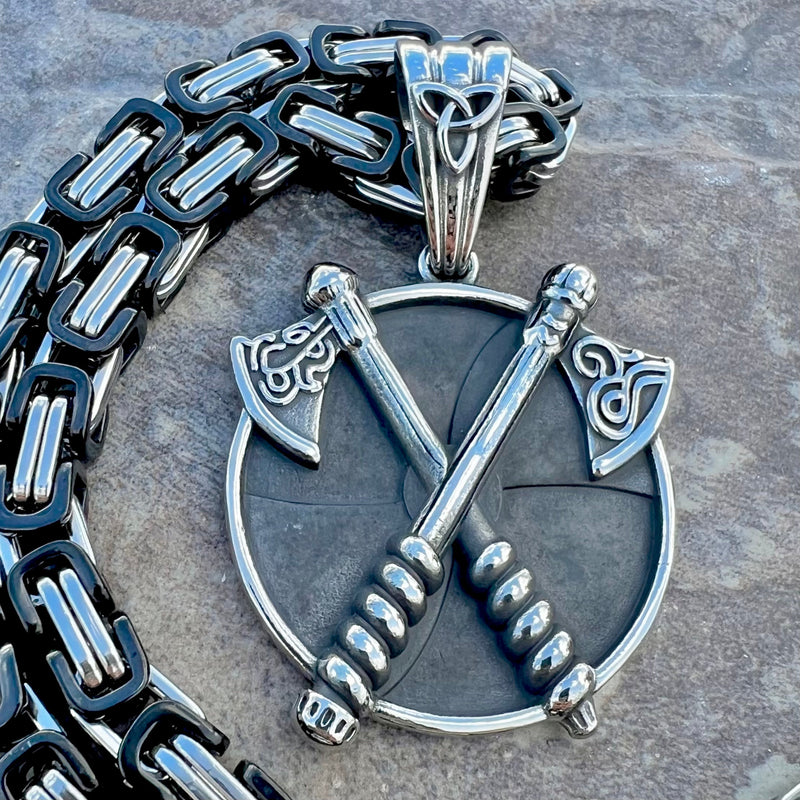 Sanity Jewelry Pendant "Sanity's Combo" - Viking - Viking Cross Axes Pendant & Necklace (PEN811)