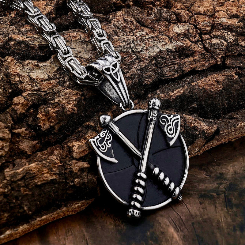 Sanity Jewelry Pendant "Sanity's Combo" - Viking - Viking Cross Axes Pendant & Necklace (PEN811)