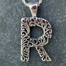 SANITY JEWELRY® R / 16" Stainless Steel Classic Chain Ladie's Letter Pendants