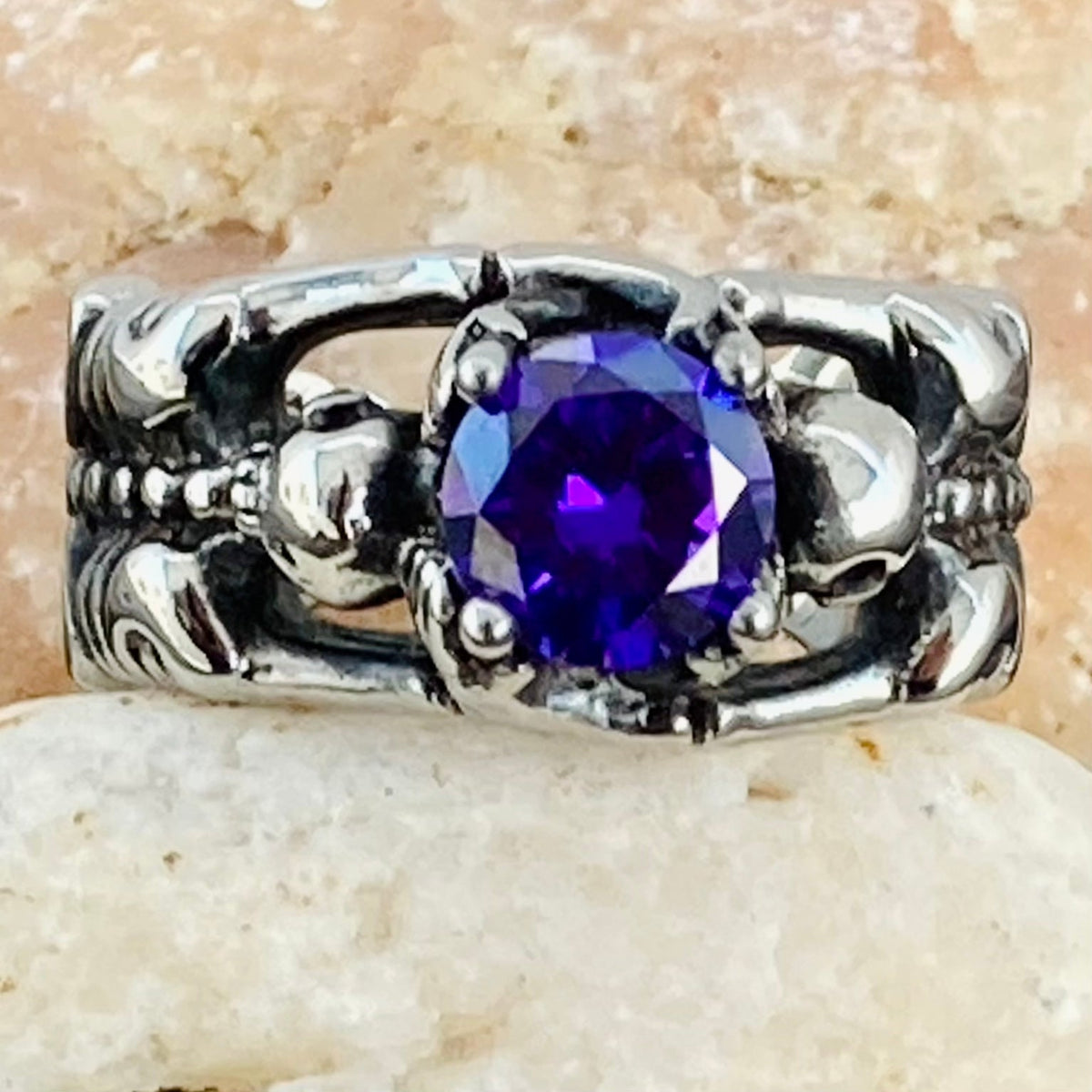 Ladies Ring | 02 February - Amethyst | Biker Jewelry | Sanity Jewelry