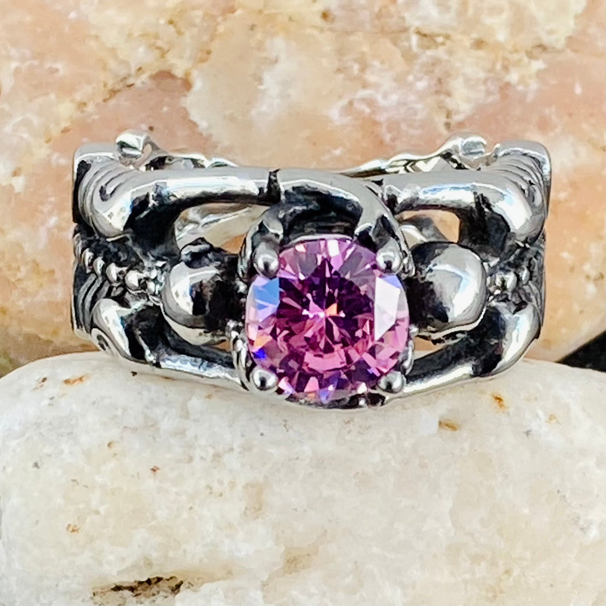 Pink Flower Ring, Pink Tourmaline, Daisy Ring, October Birthstone, Natural Tourmaline, Dainty Flower Ring, Pink Ring, Sterling deals Silver Ring