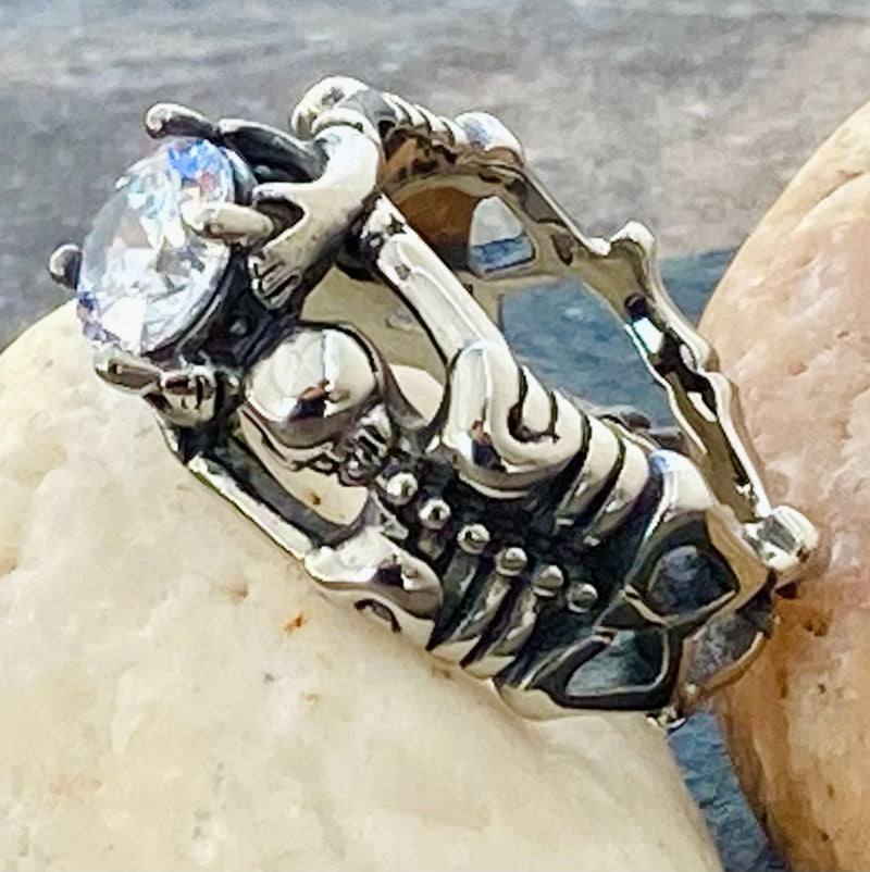Ladies Ring 04 April Birthday Diamond For Biker Sanity Jewelry