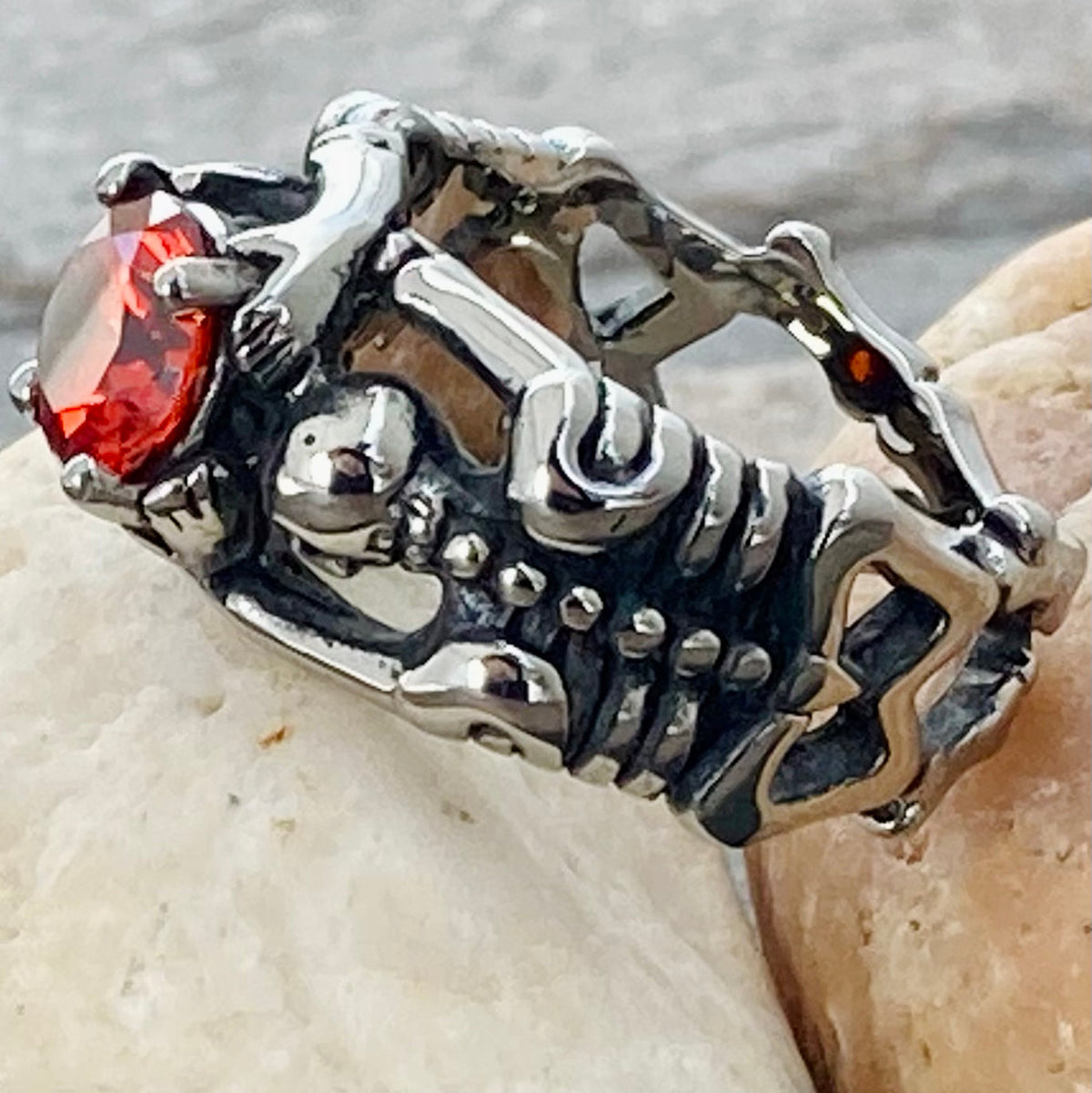 Ladies Ring | 07 July Birthday - Ruby For Biker | Sanity Jewelry